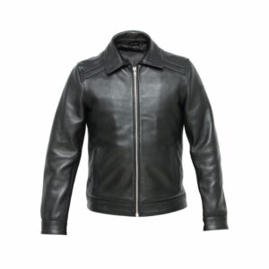 men's black leather jacket