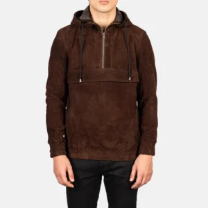 Hooded Leather Jacket for men's
