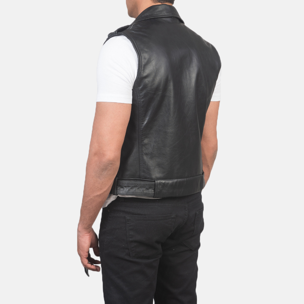 Sullivan Men's Black Leather Biker Vest