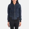 blue suede leather jacket