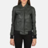 Black Bomber Leather women's Jacket